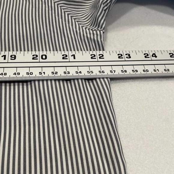LAND' END Size 15 1/2 Mens Shirt Gray White Button Down Stripe Long Sleeve - Picture 3 of 9